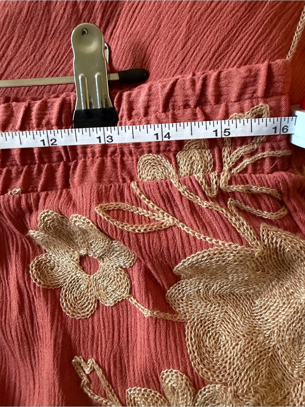 Wide Leg Floral Embroidered Pants - Dusty Rose - Picture 3 of 3